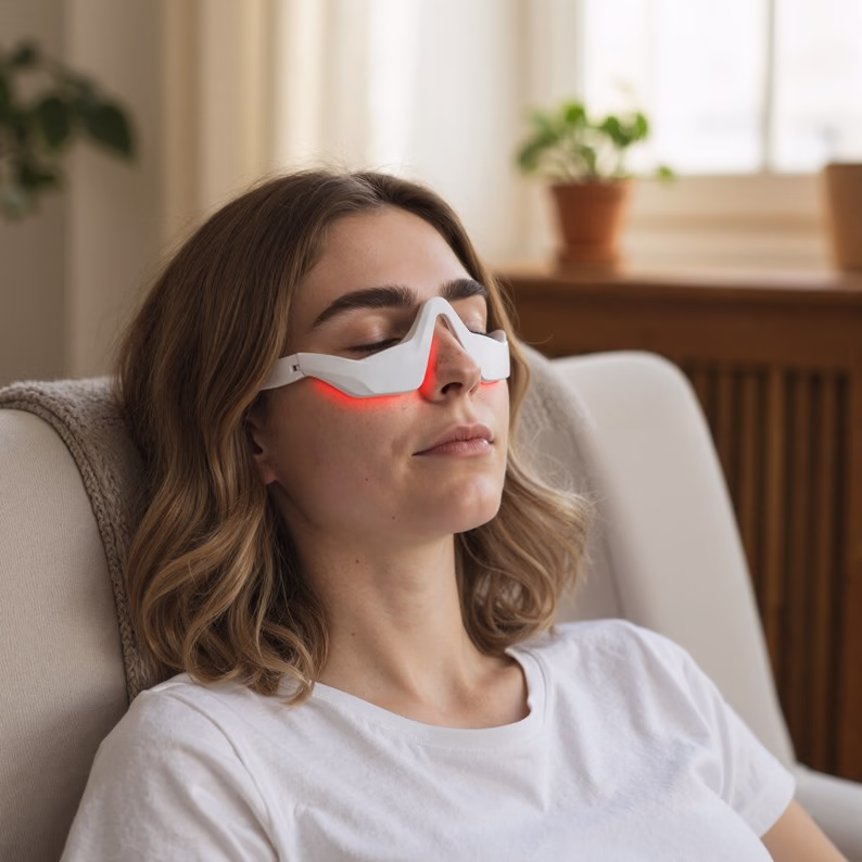 Anti-aging skincare tool in use