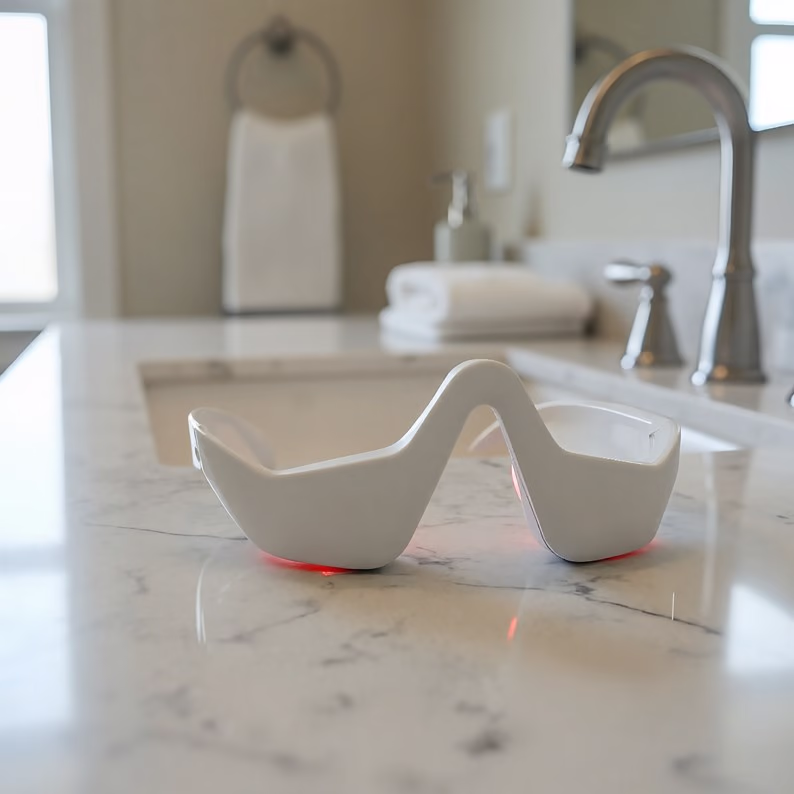 Microcurrent face massager device on counter